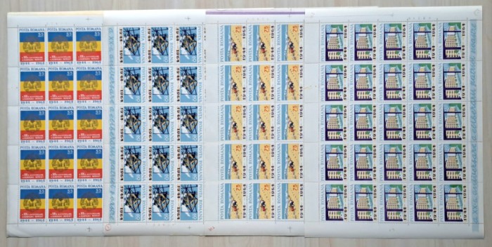 TIMBRE ROM&Acirc;NIA LP587/1964- A XX-a aniversare a eliberării - Set 4 coli -MNH