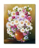 Cumpara ieftin Tablou pictat manual, Vaza cu margarete, 50x40cm ulei pe panza, Constantin Feraru