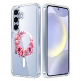 Husa pentru samsung galaxy s25 plus, atasare magnetica, magsafe, pink wreath 1, clear