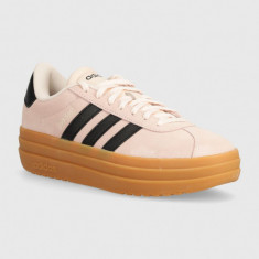 adidas sneakers din piele intoarsă Vl Court Bold culoarea roz, JI2910