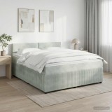 Cumpara ieftin Pat boxspring cu saltea Gri deschis 160 x 200 cm Catifea