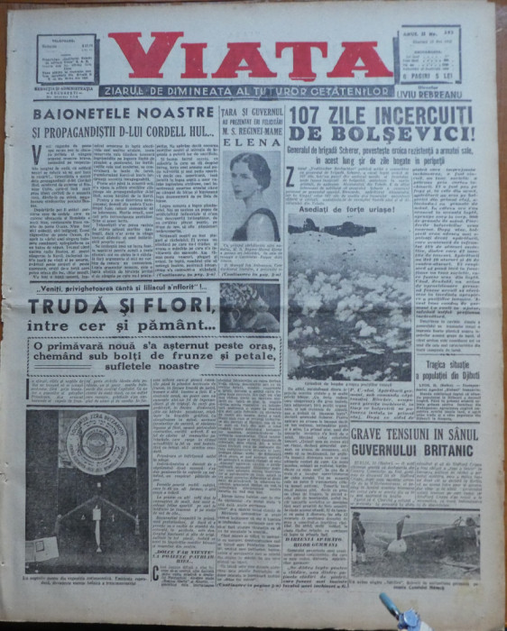 Viata, ziarul de dimineata; director: Rebreanu, 23 Mai 1942, frontul din rasarit