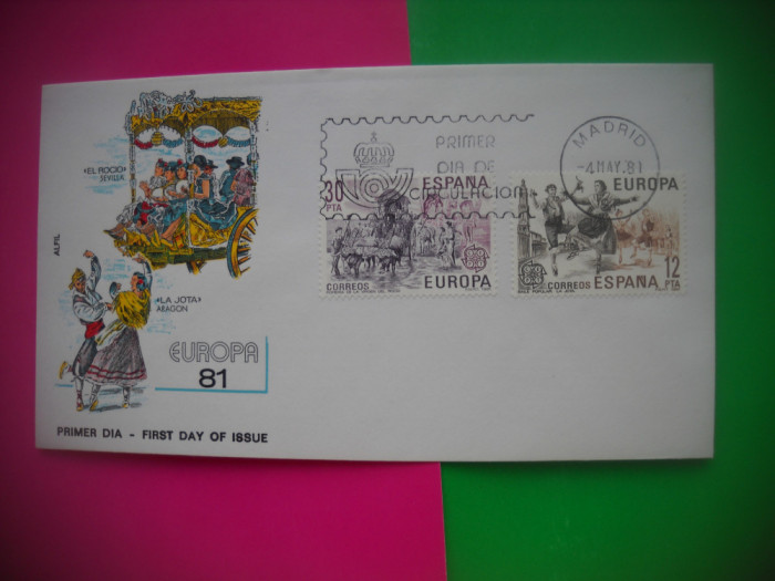 HOPCT PLIC FDC -S 2099 COSTUME POPULARE - EUROPA CEPT 1981-SPANIA