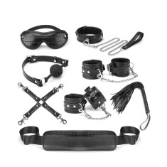 Set Accesorii Bondaj BDSM Temptation, Negru, 8 Buc.