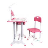 Set birou si scaun pentru copii, lampa LED, inaltime reglabila, roz Z-TOOLS / ZTS9176