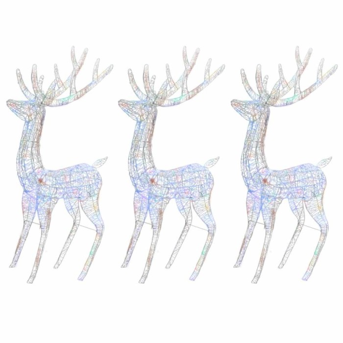 Ren de Craciun 250 LED-uri, 3 buc. multicolor 180 cm acril XXL