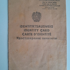 Buletin vechi Carte de identitate Austria 1947 sovietic