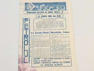 Program meci fotbal PETROLUL PLOIESTI - UNIVERSITATEA CRAIOVA (18.08.1990) foto