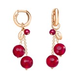 Cumpara ieftin Cercei Argint 925 placat aur roz Cherry cu agat rubiniu, pandantive detasabile, 4cm, cutie cadou inclusa, Made in Italy