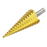 Cumpara ieftin Burghiu conic in trepte 4-32 mm, 15 trepte, HSS 4241 acoperire titan, pentru metal, aluminiu, lemn, plastic si alama, gaurire precisa si debavurare