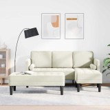 Sofa de Grădină vidaXL cu Bancă și Perne &icirc;n Formă de L din Catifea Crem