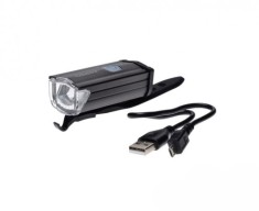 Lampa fata aluminiu pentru biciclete, incarcare USB, culoare negru, 1 led, 3W Cod:AWR1127