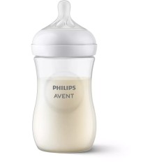 Biberon Philips Avent Natural Response SCY903/01, 260 ml, tetina care functioneaza ca sanul mamei, cu debit 3, tetina fara scurgeri, +1 luni
