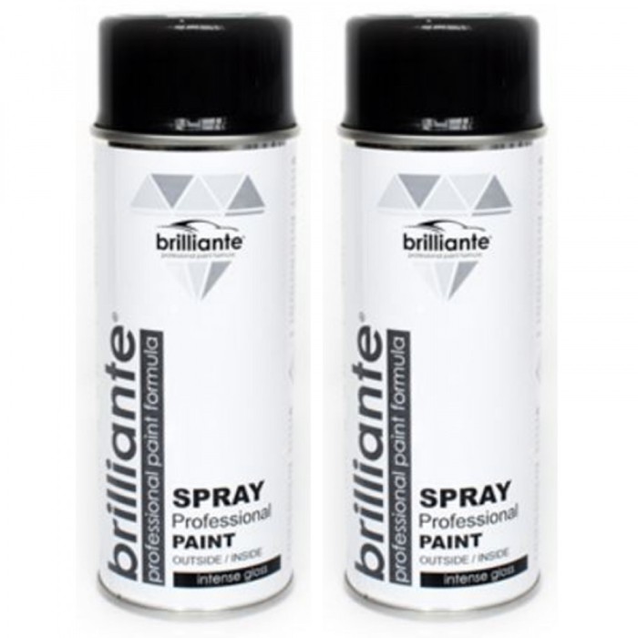 Pachet 2 x Vopsea Spray Brilliante Negru Trafic Lucios RAL 9017 400 ml