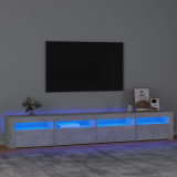 Comoda TV cu lumini LED, gri beton, 240x35x40 cm GartenMobel Dekor, vidaXL