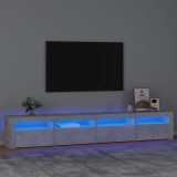 VidaXL Comodă TV cu lumini LED, gri beton, 240x35x40 cm