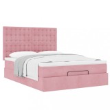 Cumpara ieftin Cadru de pat otoman cu saltele Roz 140x200cm catifea
