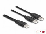 Cablu Y USB-A 2.0 la 2 x USB-A 70cm, Delock 80000