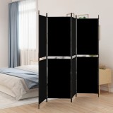Paravan de cameră cu 4 panouri, negru, 200 x 180 cm, textil