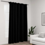 Draperii opace, aspect de in, negru, 290 x 245 cm, cu carlige GartenMobel Dekor, vidaXL