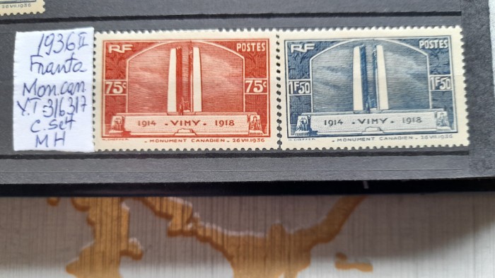 1936-Franta-YT316,317-Vimy-c.set-MH-YT=50 E