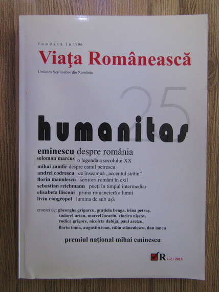 Revista Viata Romaneasca, anul CIX, nr. 1-2, ianuarie-februerie 2015