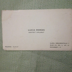 Carte de vizita Lucia Roman, arhitect diplomat