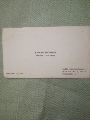 Carte de vizita Lucia Roman, arhitect diplomat foto