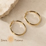 Cercei Vivienne , cercei rotunzi cu profil bombat, placaj triplu cu aur 14K, 4 cm
