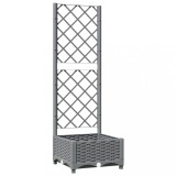 Cumpara ieftin Jardiniera de gradina cu spalier gri deschis 40x40x121,5 cm PP