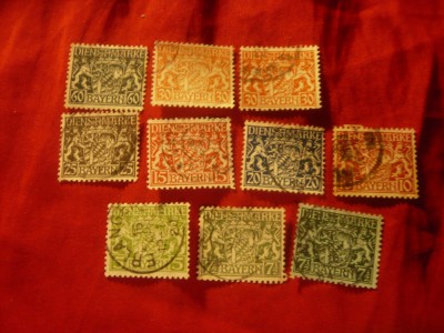 Serie mica Bavaria 1916-1920 - Stema- 10 val. stampilate foto