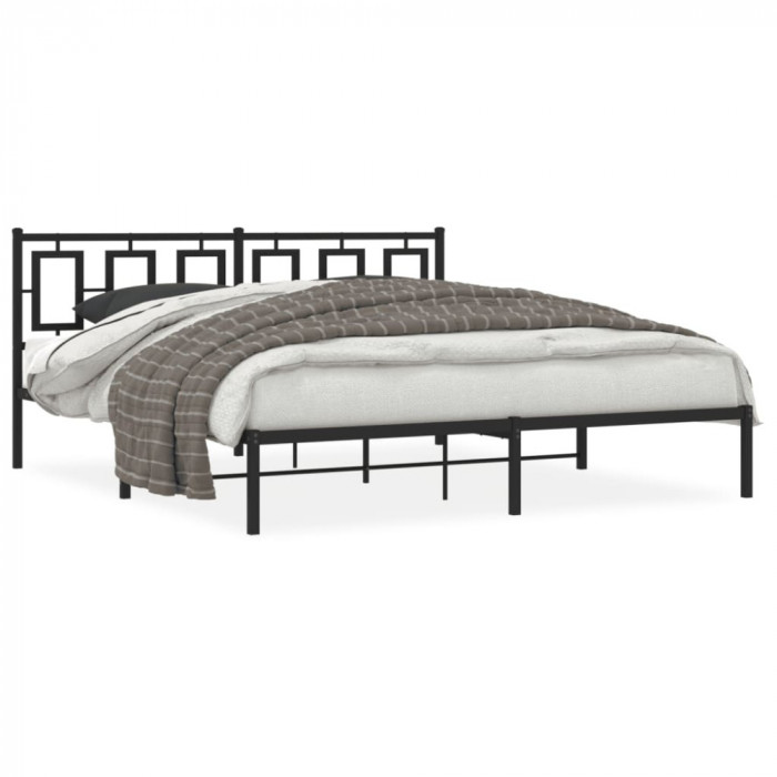vidaXL Cadru de pat metalic cu tăblie, negru, 183x213 cm