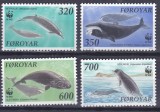 DB1 Fauna Marina WWF Feroe Balene 4 v. MNH, Nestampilat