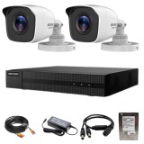 Sistem supraveghere Hikvision TurboHD HiWatch 2 camere 2MP IR 20m lentila 2.8mm XVR 4 canale 2MP cu accesorii HDD 500GB SafetyGuard Surveillance