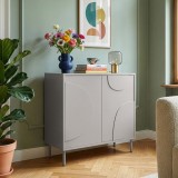 Sideboard Holea mit 2 T&uuml;ren 75x70x34 cm Grau [en.casa]