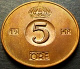 Moneda 5 ORE - SUEDIA, anul 1958 *cod 196 = excelenta, Europa