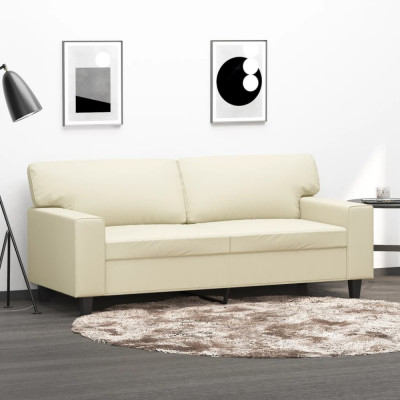vidaXL Canapea cu 2 locuri, crem, 140 cm, piele ecologică 359418 foto