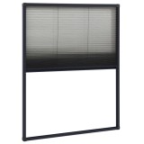 Plasa Insecte Plisse Fereastra 60x80 cm Aluminiu Antracit Fibra Sticla Neagra
