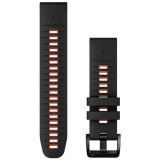 Curea ceas smartwatch Garmin, 22mm, QuickFit, Silicon, Black/Flame Red