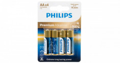 Philips Premium Alkaline LR6M4B/10 baterii creion AA LR6 166% 4 buc/pachet foto