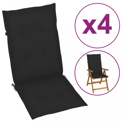 Perne scaun de grădină, 4 buc., negru, 120x50x3 cm foto