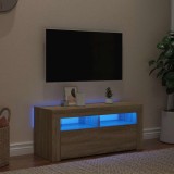 VidaXL Comodă TV cu lumini LED, stejar Sonoma, 90x35x40 cm
