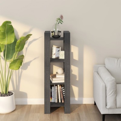 vidaXL Bibliotecă/Separator cameră, gri, 41x35x125 cm, lemn masiv pin foto
