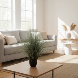 Planta artificiala iarba ornamentala tip fantana, 110 cm, verde-alb, Oem