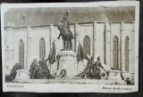 Carte postala, statuia regelui Matyas din Cluj, 1945