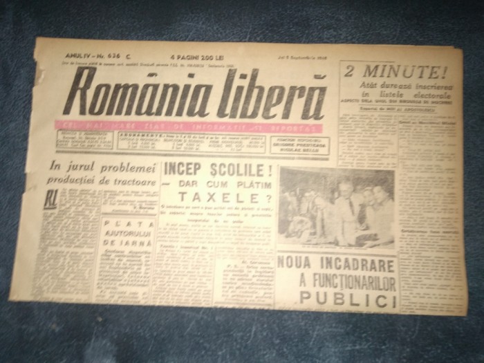 ZIAR ROMANIA LIBERA 5 SEPTEMBRIE 1946