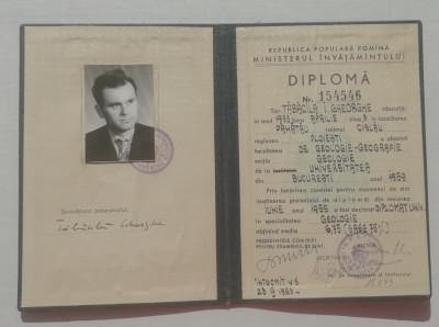 M3 C18 - 1959 - Diploma absolvire - Facultatea de geologie-geografie foto