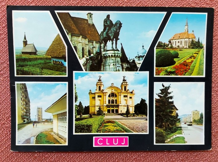 Cluj, ilustrata mozaic - Circulata, 1972