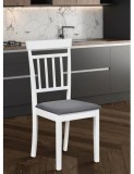Scaun de living si bucatarie din lemn masiv Hudson, tapiterie stofa, lacuit,120 kg, 94x50x42 cm, alb/gri