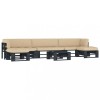 VidaXL Set mobilier paleți cu perne, 6 piese, negru, lemn pin tratat 3066940